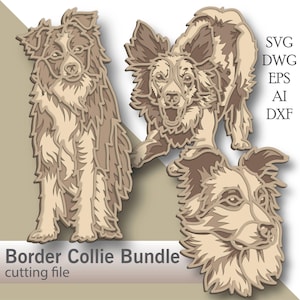 Dog Svg Bundle multilayer/ Border Collie cut file/ 3D layer/ Plywood cutting/ Paper cutting/ Svg file/ 3D mandala plywood