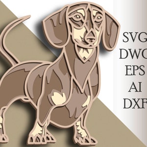 Dachshund multilayer SVG/ Dachshund cut file/ 3D layer/ Plywood cutting/ Paper cutting/ SVG file/ 3D mandala plywood