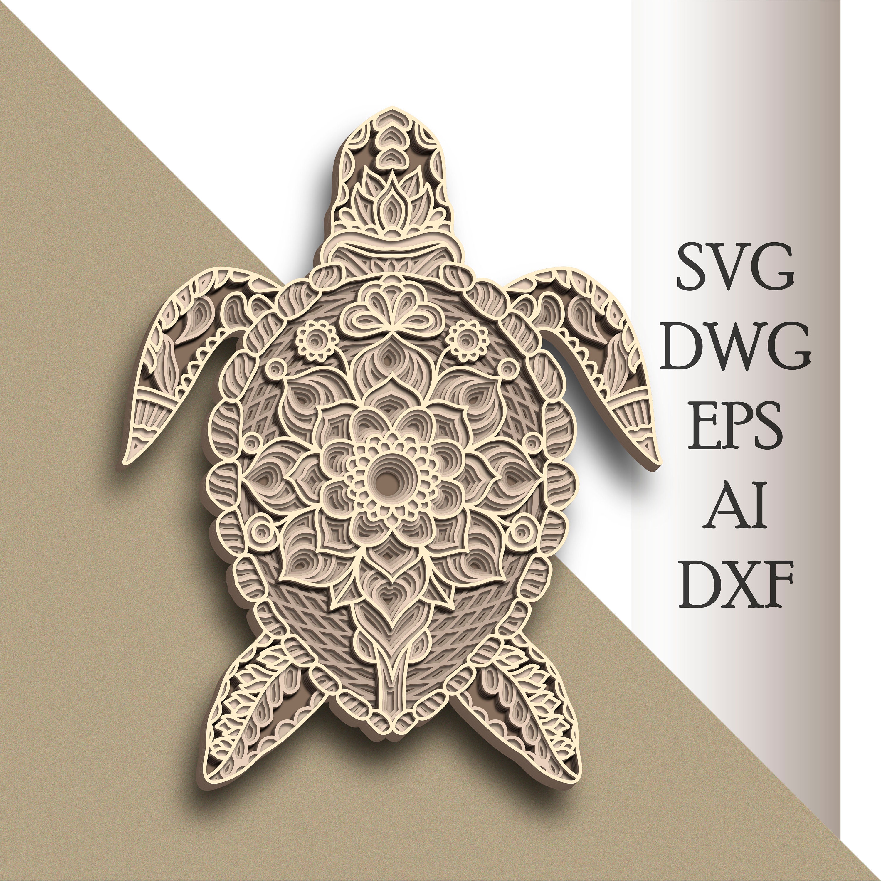 Download Turtle Multilayer Svg Turtle Cut File 3d Layer Plywood Etsy