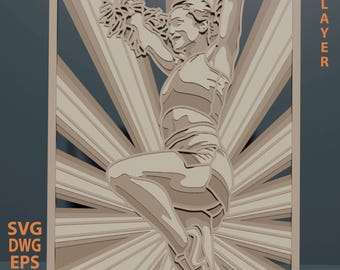 Cheer multilayer SVG. Laser cut file. Layer construction. Plywood cutting. CNC. Mandala plywood