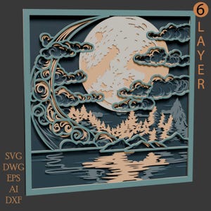 3D Landscape multilayer SVG/ Landscape cut file/ 3D layer/ Plywood cutting/ Paper cutting/ SVG file/ 3D mandala plywood