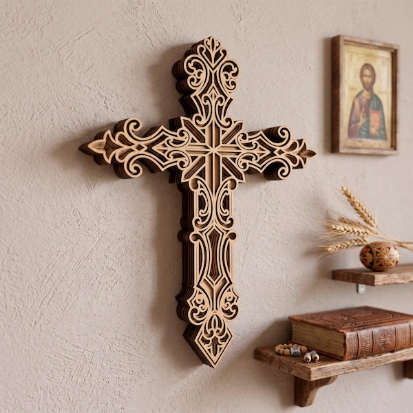 3D Layered Cross SVG, Laser Cut File (Digital Download)