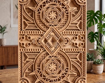 Abstract multilayer SVG. Laser cut file. Layer construction. Plywood cutting. CNC. Mandala