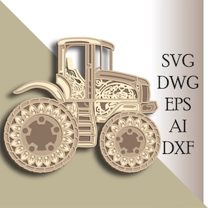 Tractor multilayer SVG/ Tractor cut file/ 3D layer/ Plywood cutting/ Paper cutting/ SVG file/ 3D mandala plywood