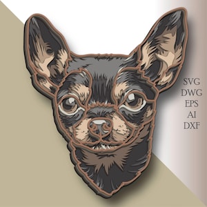 Chihuahua CNC/ SVG chien/ sculpture laser 3D/ décor en bois/ modèle 3D en couches/ modèle découpé au laser/ fichier DXF