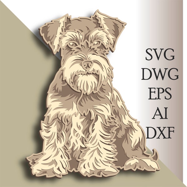 Schnauzer multilayer SVG/ Schnauzer cut file/ 3D layer/ Plywood cutting/ Paper cutting/ SVG file/ 3D mandala plywood