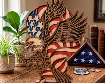 Eagle multilayer SVG. Laser cut file. Layer construction. Plywood cutting. CNC. Mandala plywood