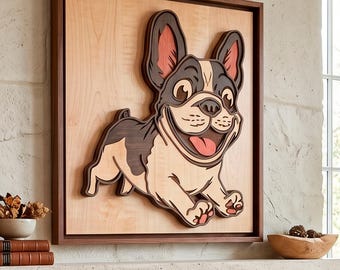 French Bulldog SVG, Dog svg cricut, Wood cut template, Laser cutting file, Animal decor multilayer