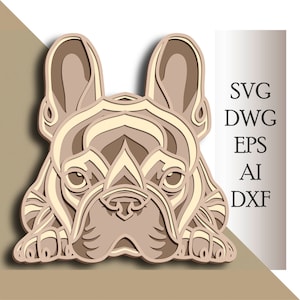 French bulldog multilayer SVG/ French bulldog cut file/ 3D layer/ Plywood cutting/ Paper cutting/ SVG file/ 3D mandala plywood