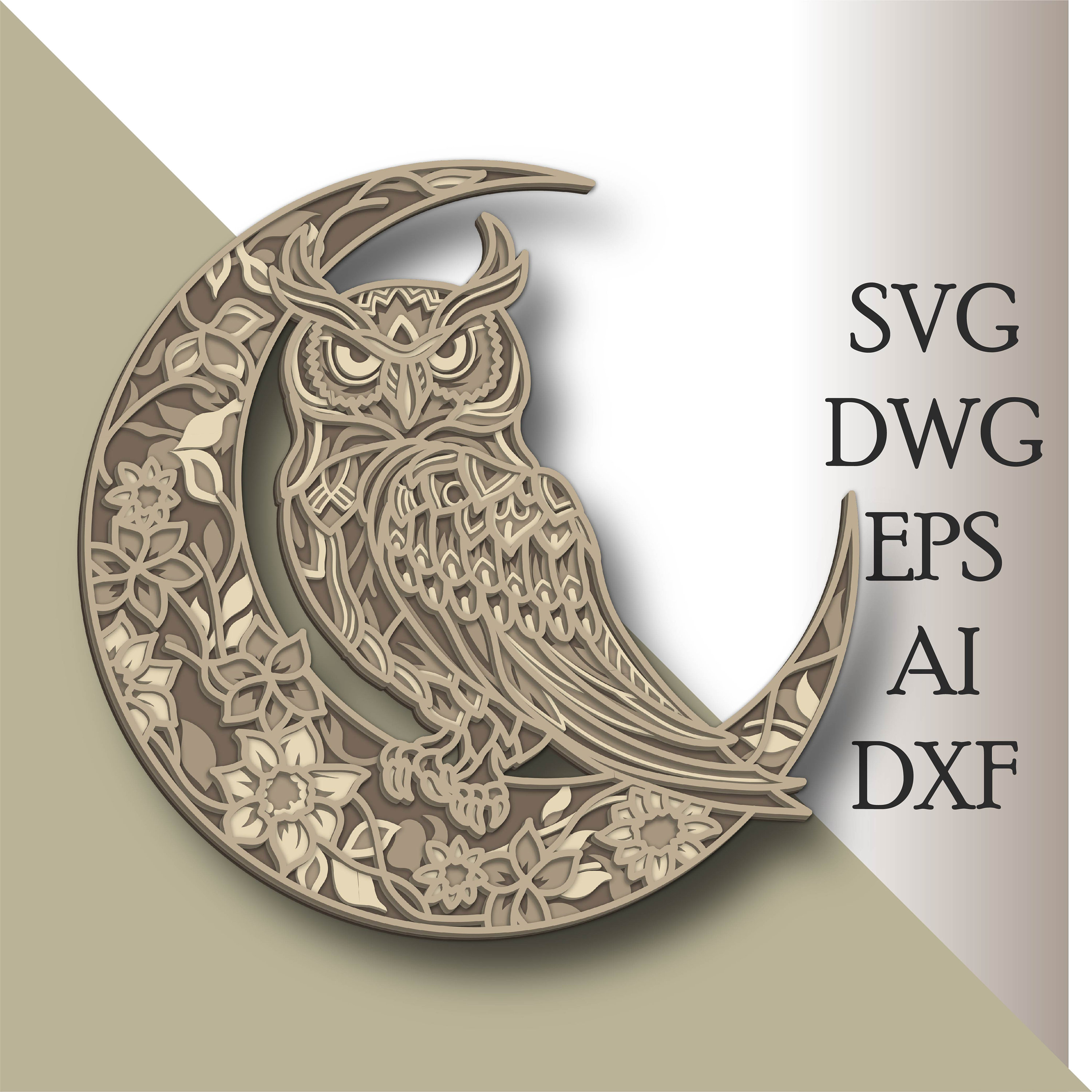 3D Owl Mandala: Multilayer SVG Cut File (Digital Download)