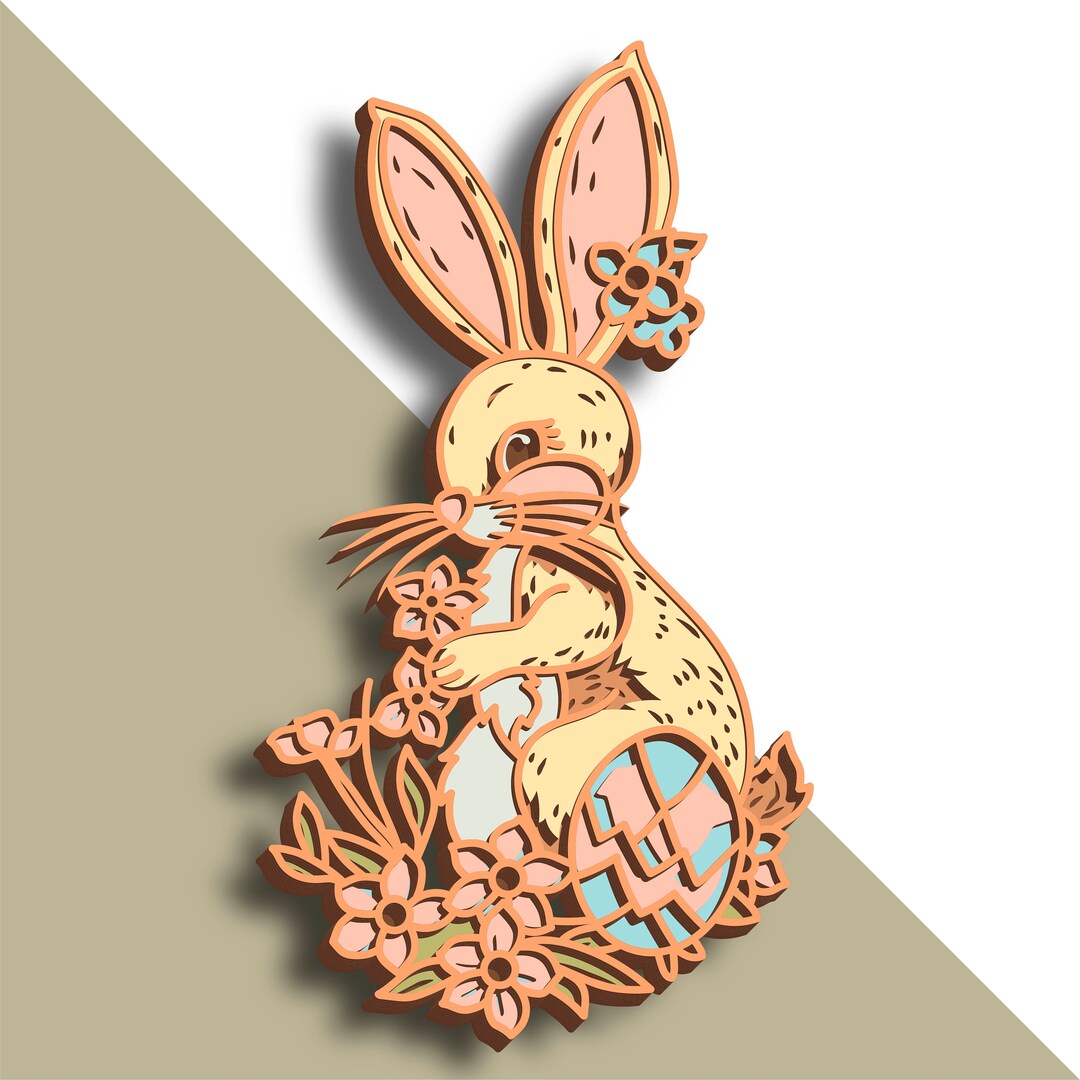 Easter Bunny Multilayer SVG. Laser Cut File. Layer Construction