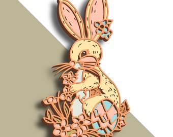 Easter Bunny Multilayer SVG. Laser Cut File. Layer Construction