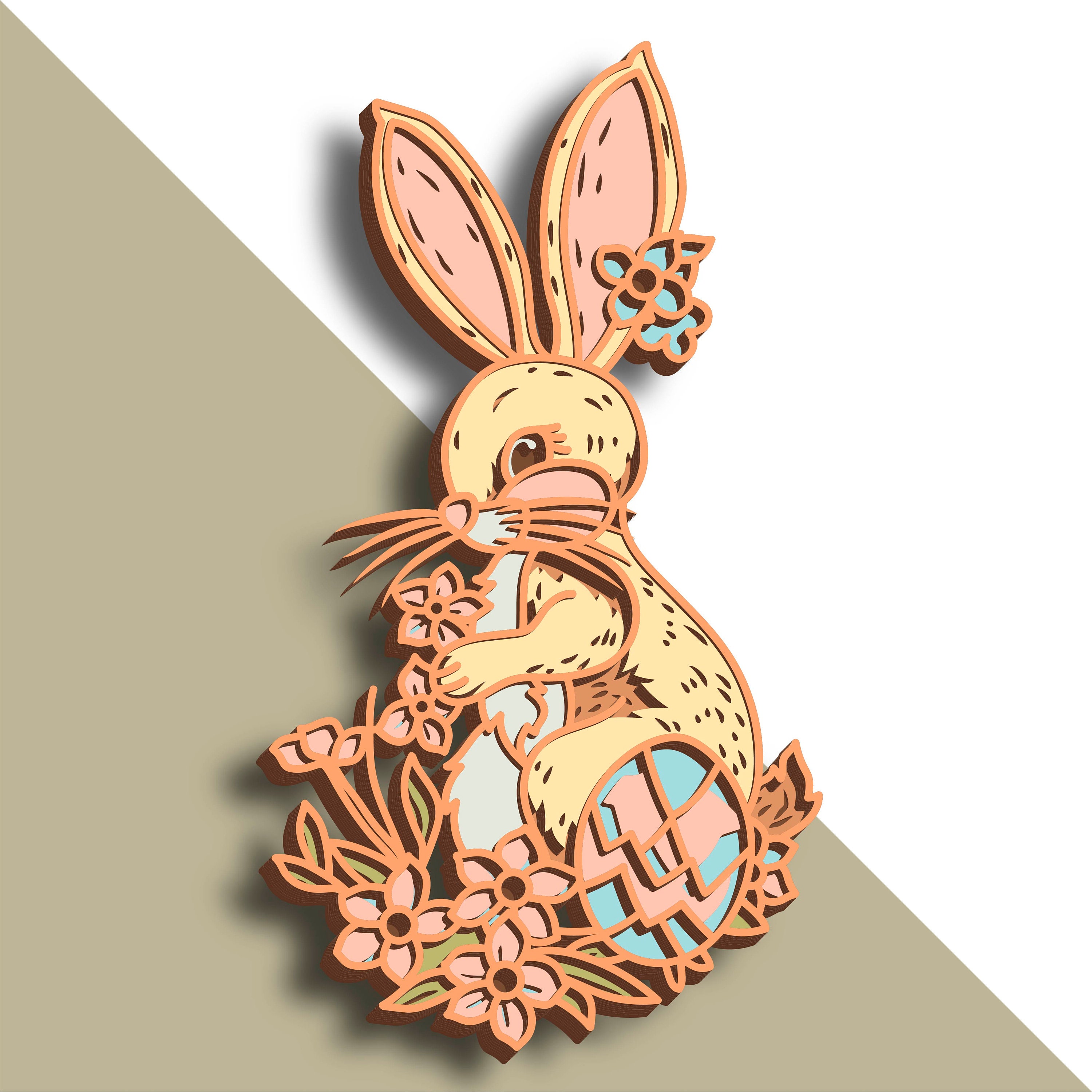 Easter Bunny Multilayer SVG. Laser Cut File. Layer Construction