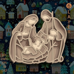 Nativity multilayer SVG. Laser cut file. Layer construction. Plywood cutting. CNC. Mandala plywood