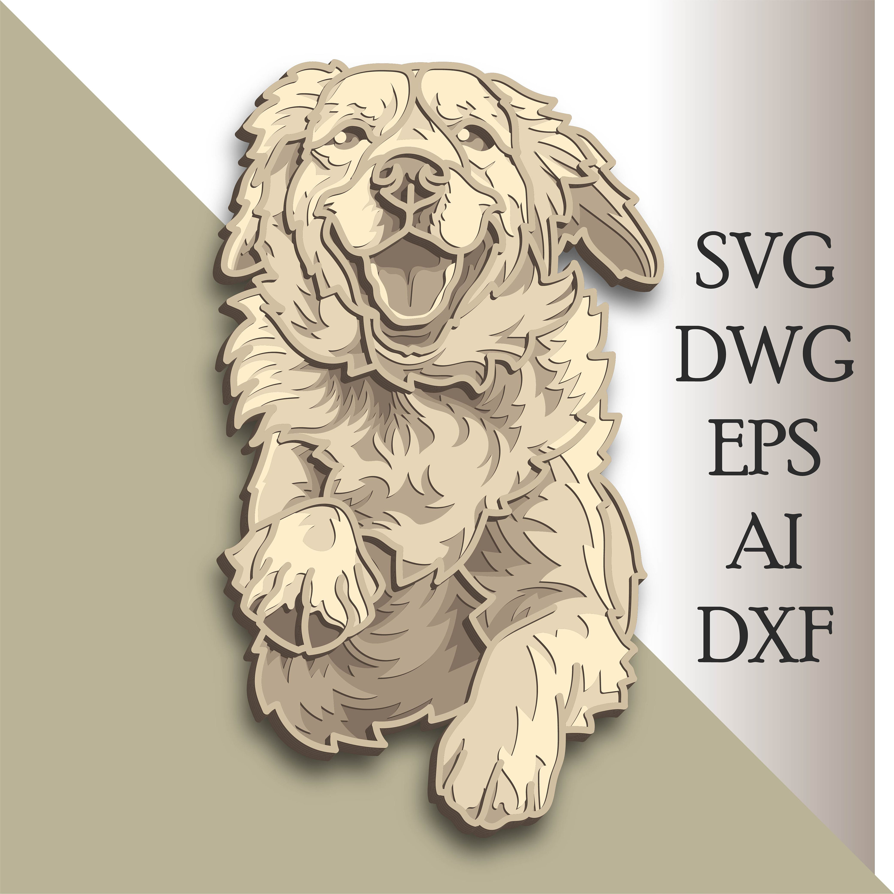 3D Golden Retriever multilayer SVG/ Golden Retriever cut file/ 3D layer/ Plywood cutting/ Paper cutting/ SVG file/ 3D mandala plywood