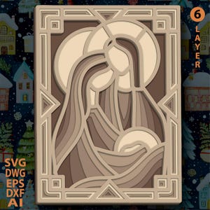 3D Nativity multilayer SVG. Laser cut file. Layer construction. Plywood cutting. CNC. Mandala plywood