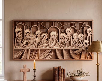 The Last Supper multilayer SVG. Laser cut file. Layer construction. Plywood cutting. CNC. Mandala plywood
