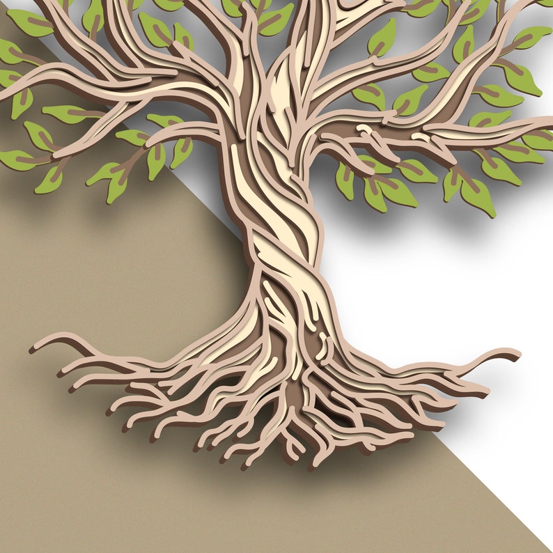 Tree of Life multilayer SVG Tree of Life cut file 3D layer Plywood cutting Paper cutting SVG file 3D mandala plywood