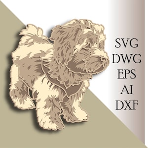 SVG multicouche Goldendoodle/ Fichier de coupe Goldendoodle/ Couche 3D/ Découpe de contreplaqué/ Découpe de papier/ Fichier SVG/ Contreplaqué de mandala 3D