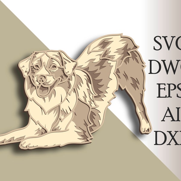 Australian Shepherd SVG-Datei/ Australian Shepherd Schnittdatei/ 3D Schicht/ Sperrholzzuschnitt/ Papierschnitt/ SVG-Datei/ 3D Mandala Sperrholz