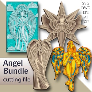 Angel Bundle Multilayer Svg/ Angel Bundle laser cut file/ 3D layer/ Plywood cutting/ Paper cutting/ Svg file/ 3D mandala plywood