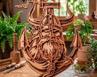 Viking multilayer SVG. Laser cut file. Layer construction. Plywood cutting. CNC. Mandala plywood