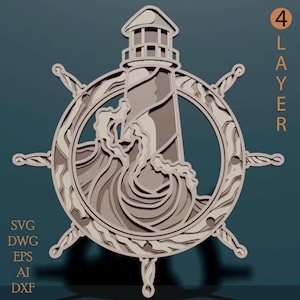 3D Lighthouse multilayer SVG/ Lighthouse cut file/ 3D layer/ Plywood cutting/ Paper cutting/ SVG file/ 3D mandala plywood
