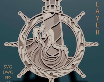 3D Lighthouse multilayer SVG/ Lighthouse cut file/ 3D layer/ Plywood cutting/ Paper cutting/ SVG file/ 3D mandala plywood