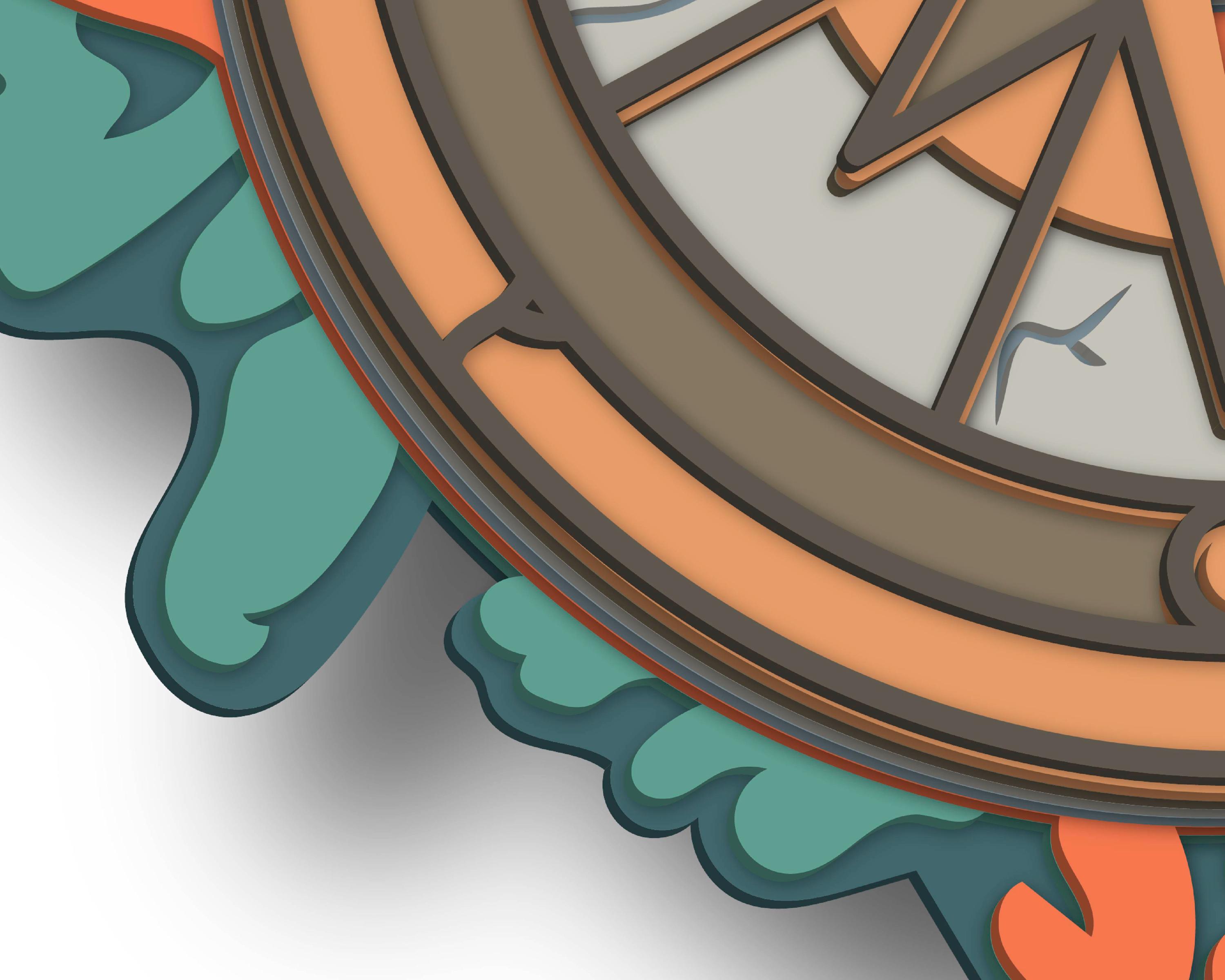 Compass Layered Svg Compass Multilayer SVG. Laser Cut File. Layer Construction. Plywood ...