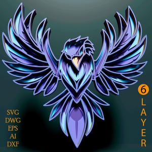 Raven flerskikts-SVG. Laserskuren fil. Lagerkonstruktion. Plywoodskärning. CNC. Mandala