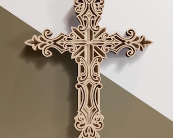 3D Layered Cross SVG, Laser Cut File (Digital Download)
