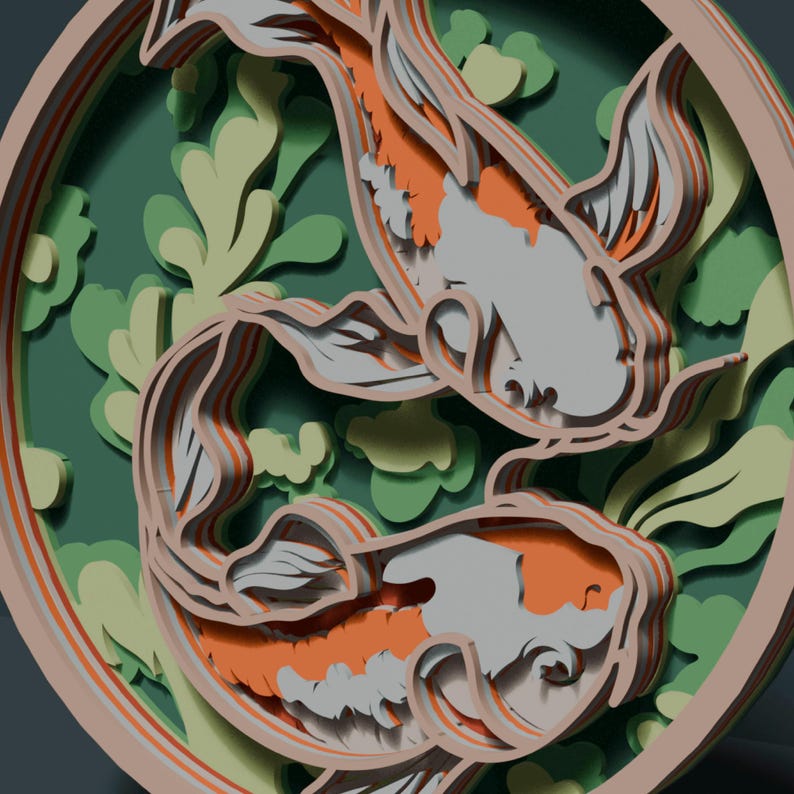 Koi Fish Multilayer SVG. Laser Cut File. Layer Construction. Plywood ...