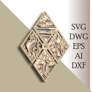 Elements multilayer SVG/ Elements cut file/ 3D layer/ Plywood cutting/ Paper cutting/ SVG file/ 3D mandala plywood