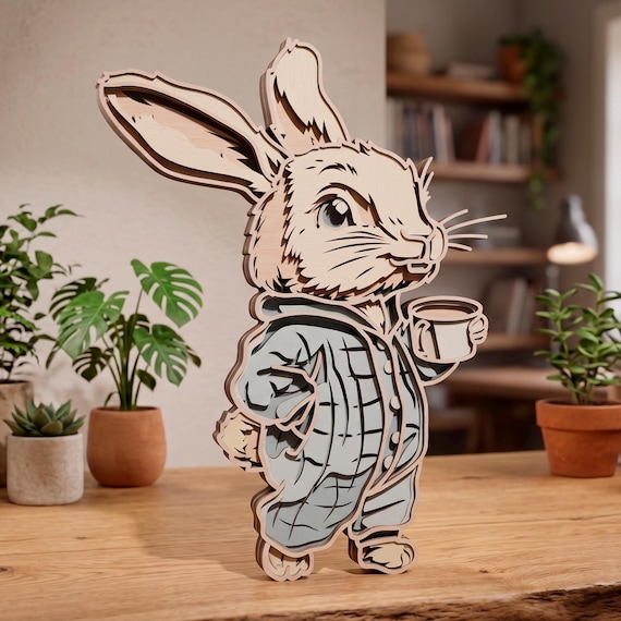 Easter Bunny Multilayer SVG. Laser Cut File. Layer Construction