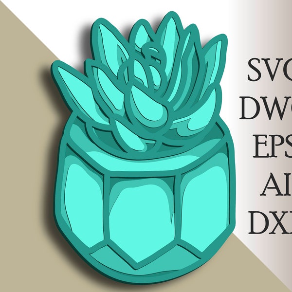 Succulent multilayer SVG/ Succulent cut file/ 3D layer/ Plywood cutting/ Paper cutting/ SVG file/ 3D mandala plywood