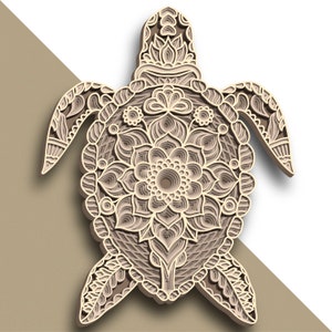 Turtle multilayer SVG/ Turtle cut file/ 3D layer/ Plywood cutting/ Paper cutting/ SVG file/ 3D mandala plywood image 3