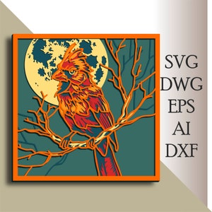 Cardinal multilayer SVG/ Cardinal Schnittdatei/ 3D Schicht/ Sperrholzzuschnitt/ Papierschnitt/ SVG Datei/ 3D Mandala Sperrholz