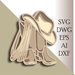 Cowboy multilayer SVG/ Cowboy cut file/ 3D layer/ Plywood cutting/ Paper cutting/ SVG file/ 3D mandala plywood