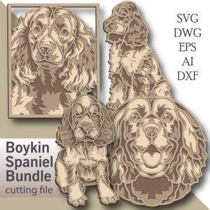 Dog Svg Bundle multilayer/ Boykin Spaniel Bundle cut file/ 3D layer/ Plywood cutting/ Paper cutting/ Svg file/ 3D mandala plywood