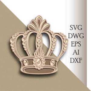 Crown multilayer SVG/ Crown cut file/ 3D layer/ Plywood cutting/ Paper cutting/ SVG file/ 3D mandala plywood