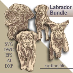 Dog Svg Bundle multilayer/ Labrador Bundle  cut file/ 3D layer/ Plywood cutting/ Paper cutting/ Svg file/ 3D mandala plywood