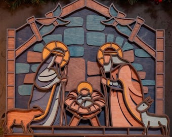 3D Nativity Scene SVG Laser Cut File Layered Christmas Wood Mandalas Cricut Glowforge Pattern