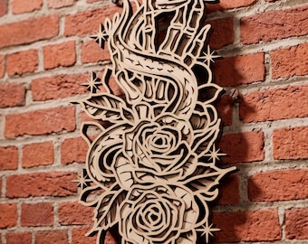 Snake multilayer SVG. Laser cut file. Layer construction. Plywood cutting. CNC. Mandala plywood