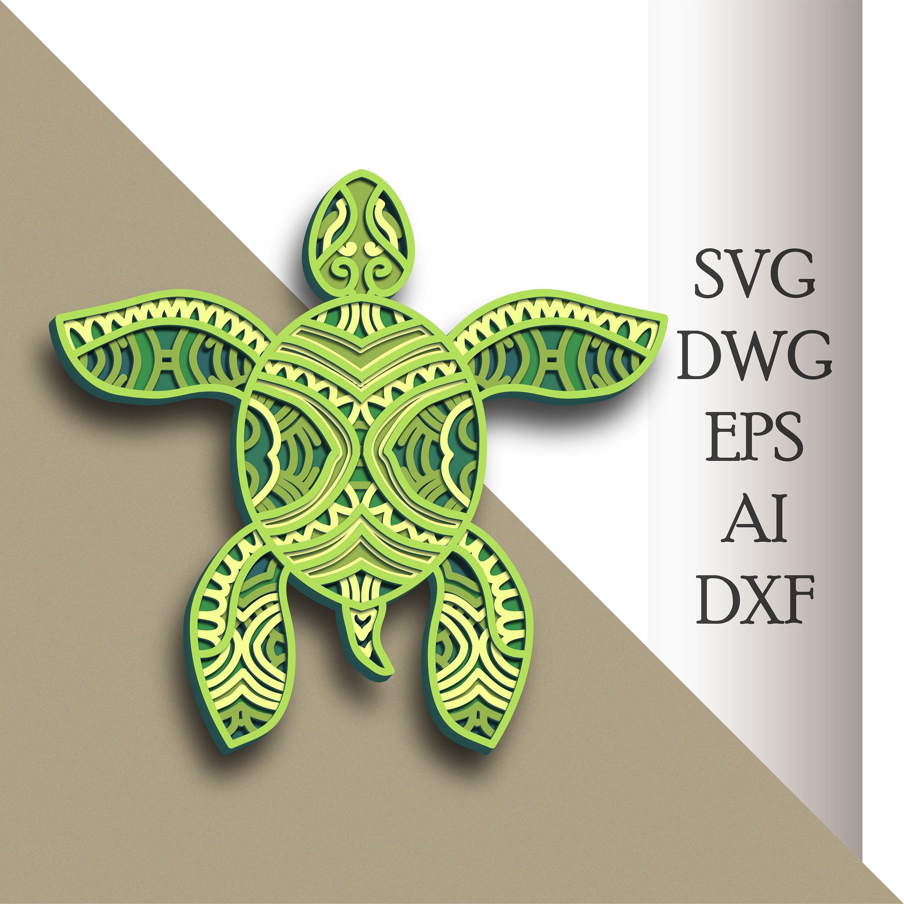 Download Turtle multilayer SVG/ Turtle cut file/ 3D layer/ Plywood ...