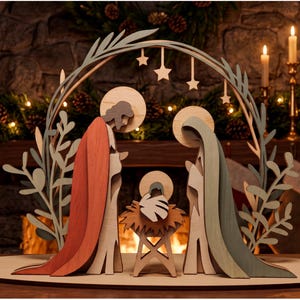 3D Nativity Scene SVG Laser Cut File Christmas Wood Wooden Cricut Glowforge Digital Plan