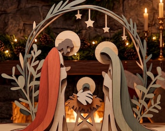 3D Nativity Scene SVG Laser Cut File Christmas Wood Wooden Cricut Glowforge Digital Plan