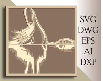 Swimmer Laser cut file. Layer construction. Plywood cutting. CNC. Mandala plywood