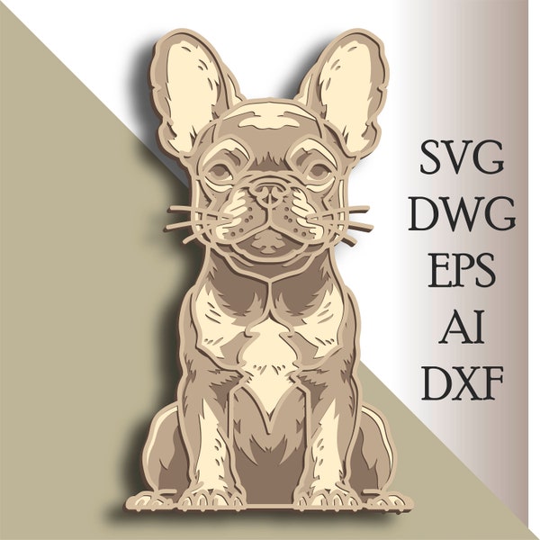 French bulldog multilayer SVG/ French bulldog cut file/ 3D layer/ Plywood cutting/ Paper cutting/ SVG file/ 3D mandala plywood
