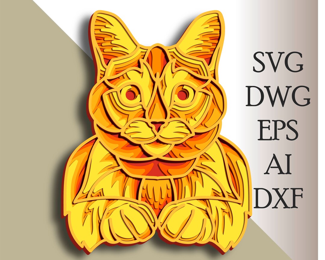 Cat Multilayer SVG/ Cat Cut File/ 3D Layer/ Plywood Cutting/ Paper ...