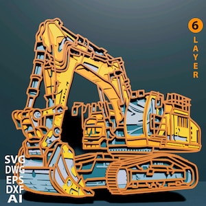 Bagger Multilayer SVG. Laser cut Datei. Lagenbau. Sperrholzzuschnitt. CNC. Mandala Sperrholz